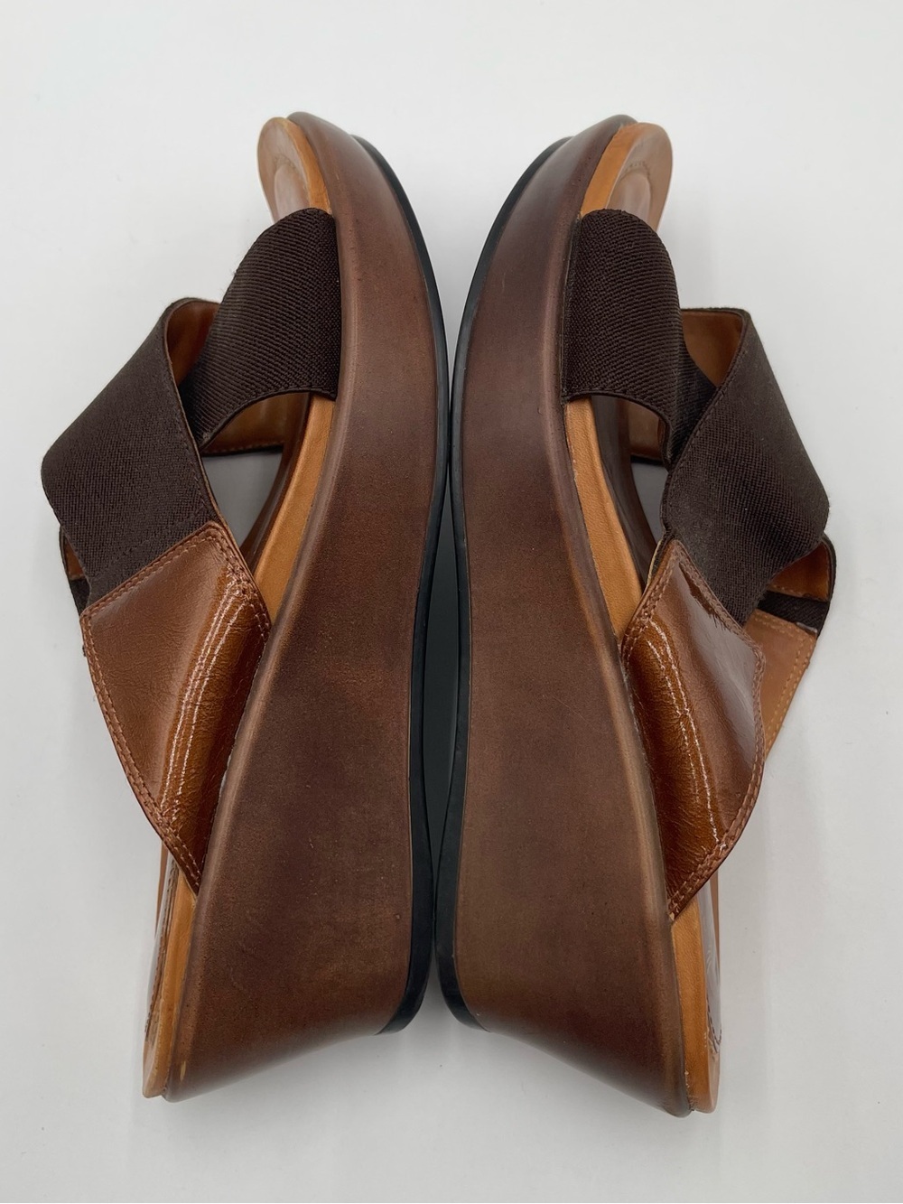 Dansko Ava Brown stretch Fabric Wedge Sandals Slip On Women's Size 38 US 7.5-8 - Picture 11 of 13